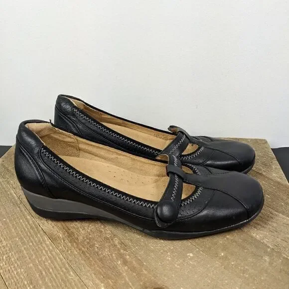 Naturalizer Olympia black leather slip on shoes comfort work size 6.5 - Picture 1 of 8